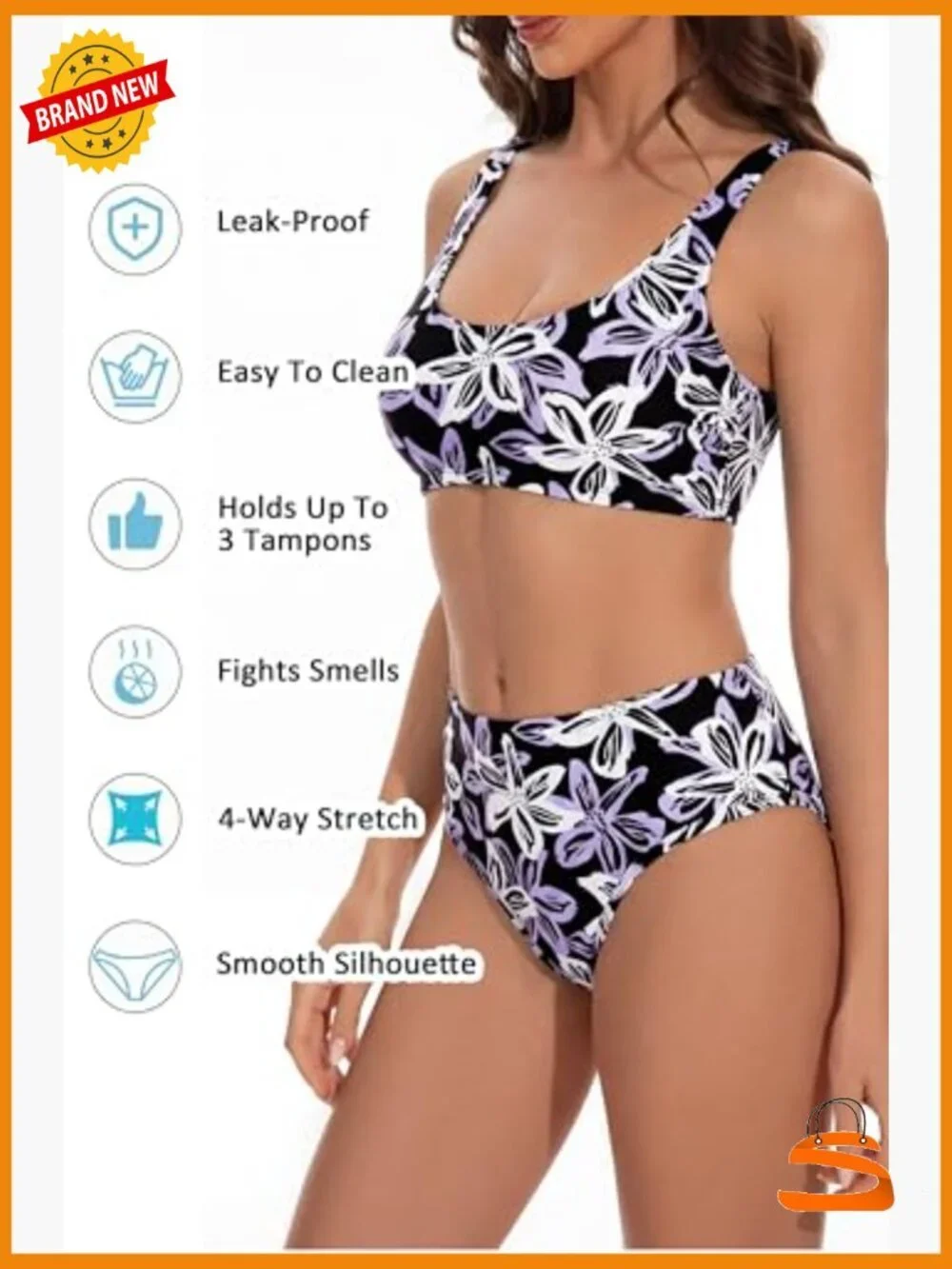 Leakproof Period Bikini Set XS Sporty Fit Quick Dry UPF 50+